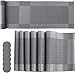 Miorkly Manteles Individuales Plastico Juego de 6 Salvamanteles Individuales Lavables Antimanchas PVC Resistentes Desgaste Calor Mantelitos Individuales Tapetes con Caminos de Mesa Posavasos (Plata)