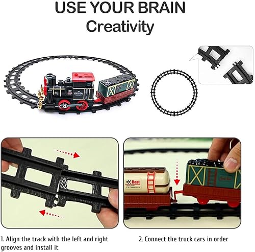 Miniatura 2 de Juego de tren de Navidad con luz y sonido, juego de tren eléctrico, juguete de Navidad para niños y niñas (color A)