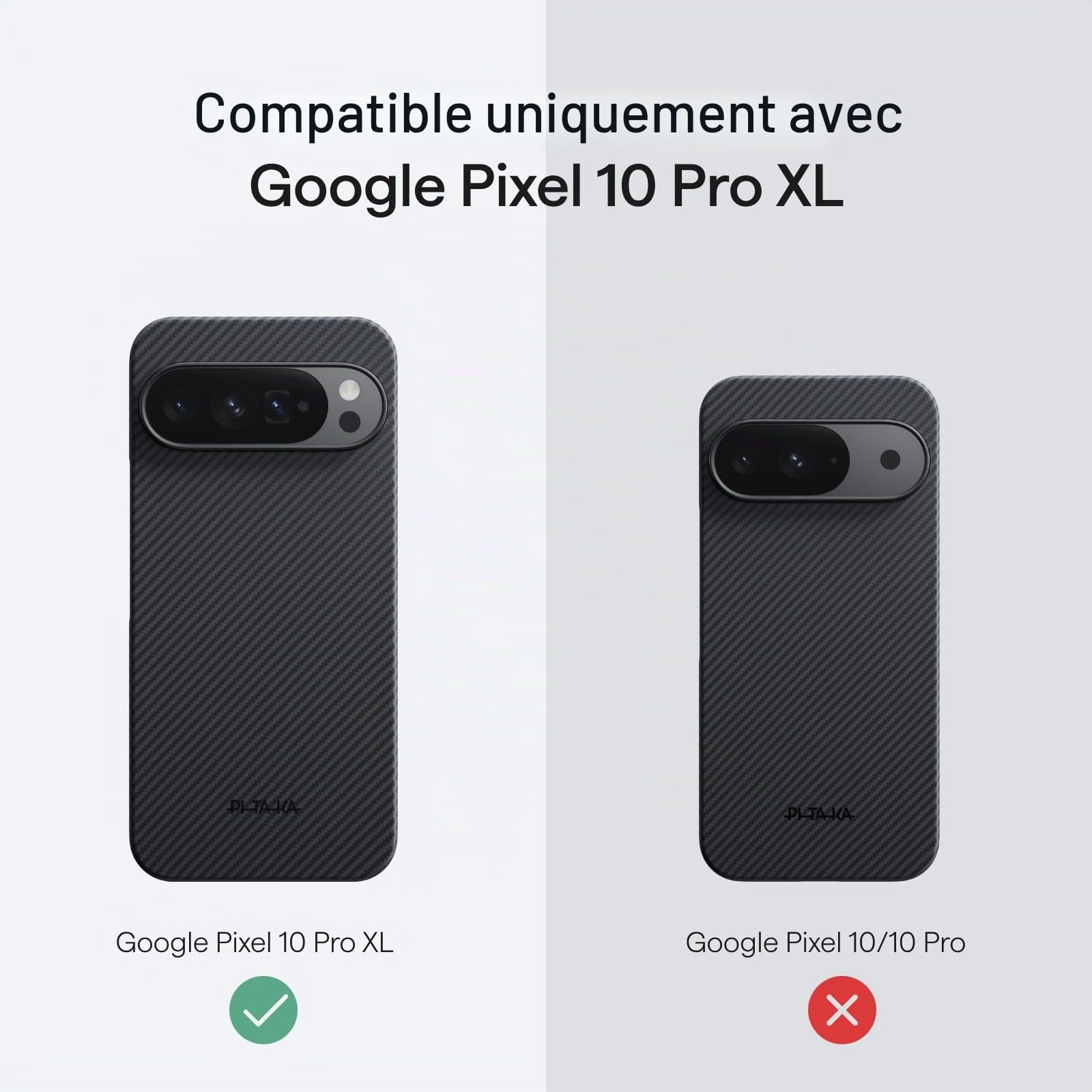 pitaka Coque pour Google Pixel 10 Pro XL 6,8", sensation sans étui, noir/gris