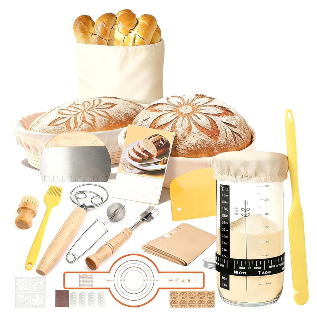 Hndhbfgrt Round& Oval Banneton Bread Proofing Basket, Sourdough Kit, Bread Sling- Sourdough Bread Baking Supplies