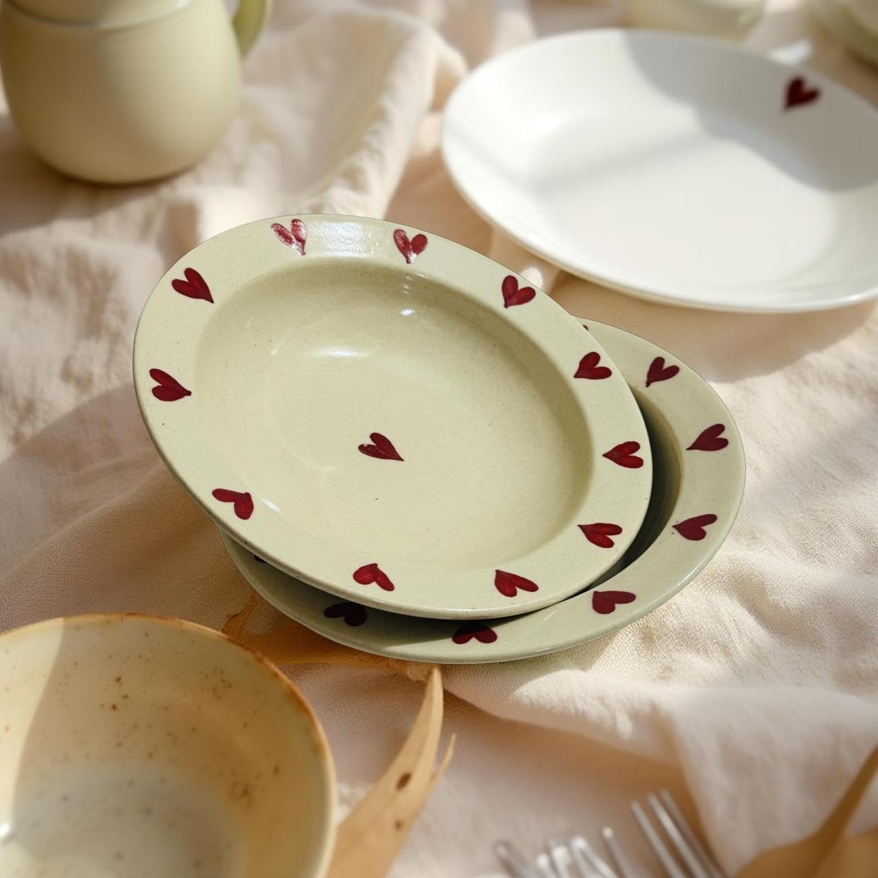 Blue Heart Ceramic Soup Plates - 2 Pack -10