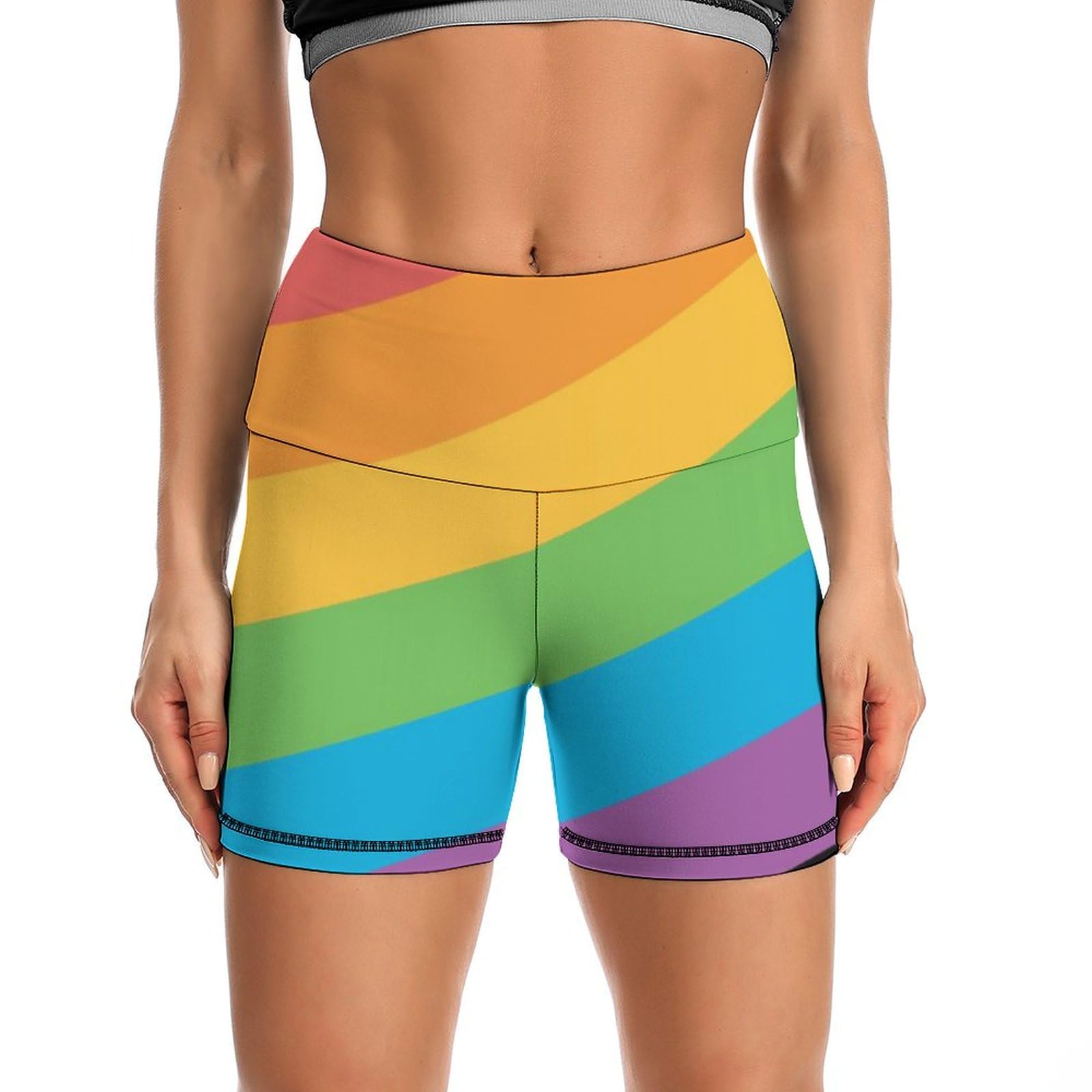 Pride Month LGBTQ Rainbow Gay Pride High Waist Yoga Shorts for Women Athletic Shorts Leggings Running Pants