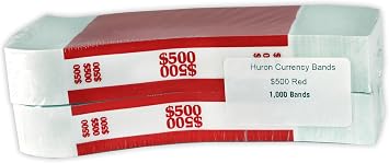 Huron Currency Money Band Wrappers $500 Red 1000 pcs
