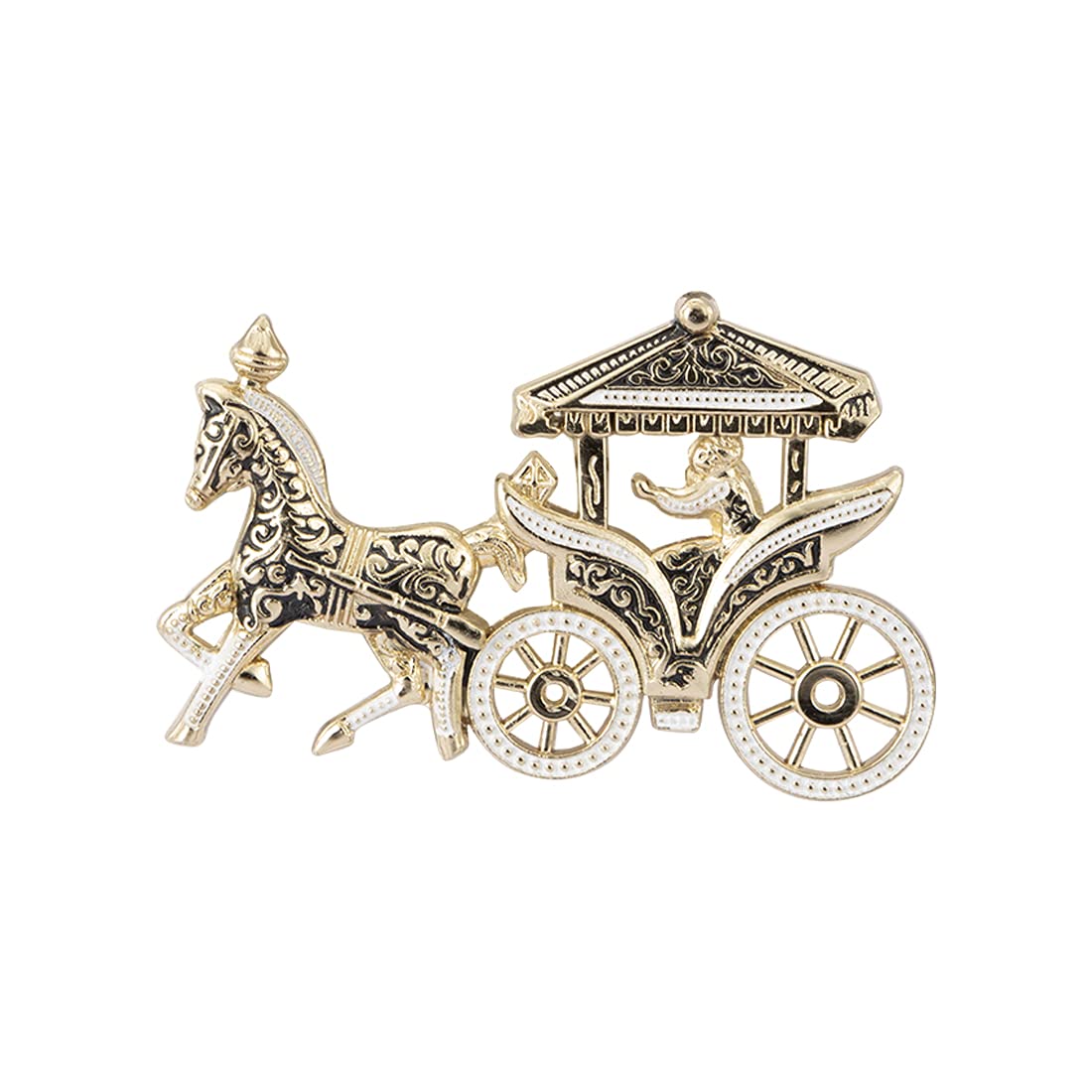 Brooch Lapel Pin for Men Black And Gold Vintage Horse Cart Lapel Pin Badge Coat Suit Wedding Gift Party Shirt Collar Accessories,KN34