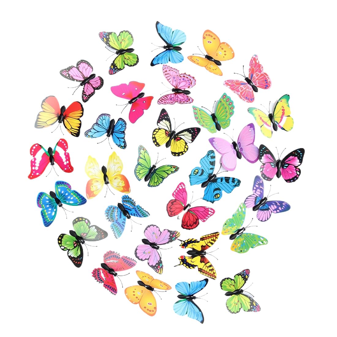 PVC Farfalle Colorate Spilla 30 Pezzi Decorazione Cameretta Bambini Tende Tavolo Ufficio Colori Misti