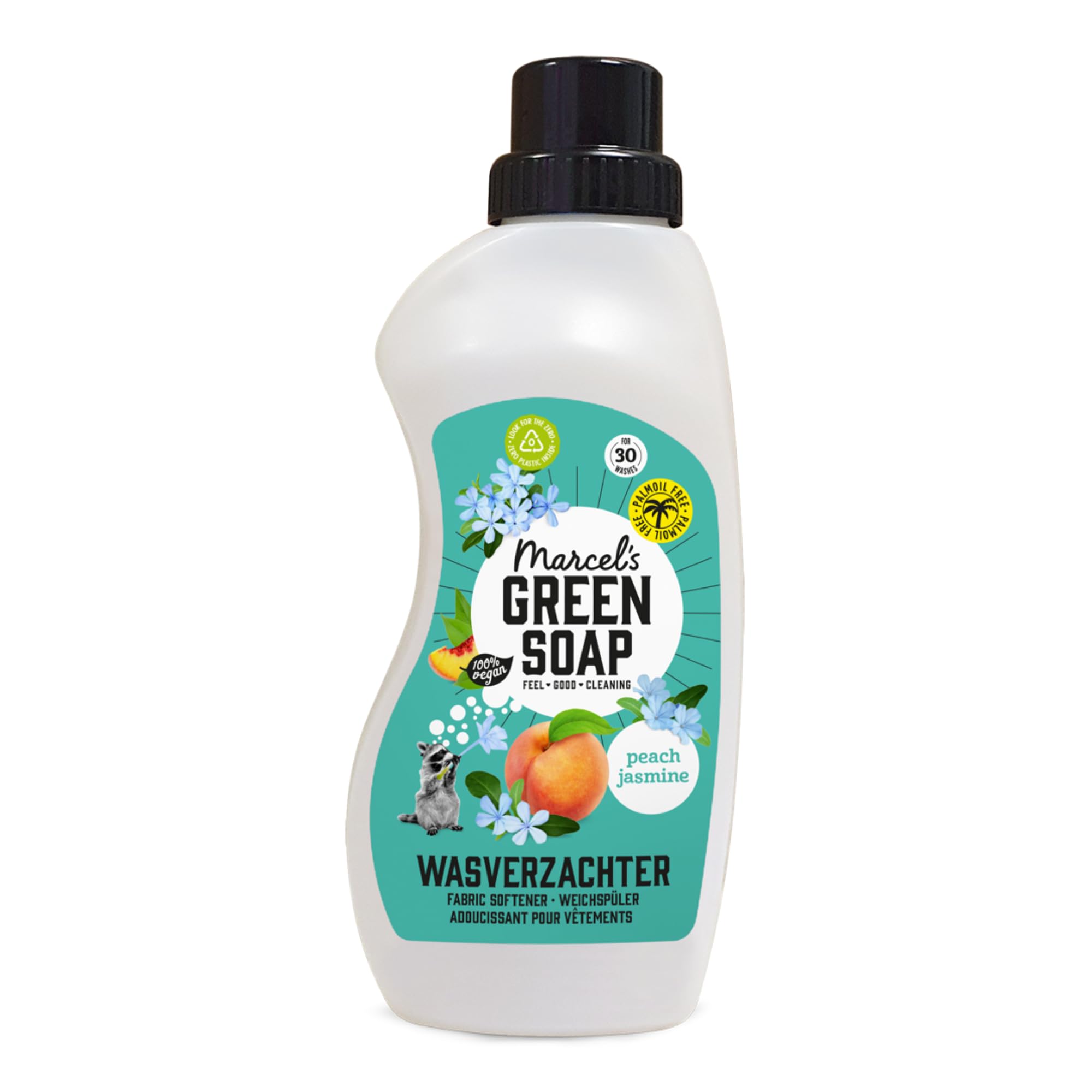 Marcel's Green Soap - Fabric Conditioner Peach & Jasmine - Microplastic-free formula - Vegan - 100% recycled plastic bottle - Refillable - 30 washes - 750 ml