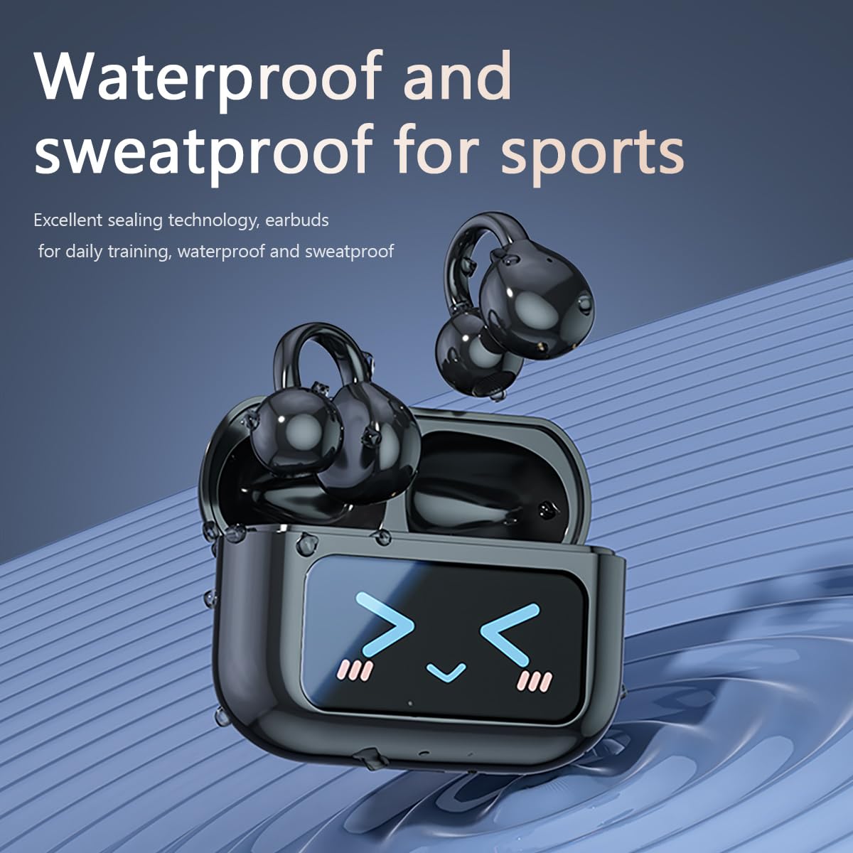 Słuchawki Bluetooth z klipsem na ucho, Bluetooth 5.4, słuchawki sportowe z otwartym uszem, wodoszczelne IPX5, cyfrowy wyświetlacz LED, typ otwarty, odpowiednie do uprawiania sportu, fitnessu
