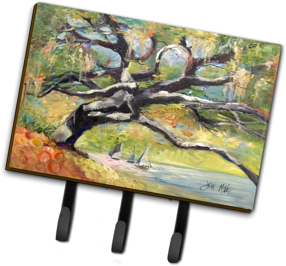 Caroline's Treasures JMK1132TH68 Oak Tree on the Bay with Sailboats Leash or Key Holder, Wall Hooks, Key Hooks Holder, Coat Rack Wall Mount, Coat Hooks, Hooks for Hanging Keys, Towels, Aprons, Leashes