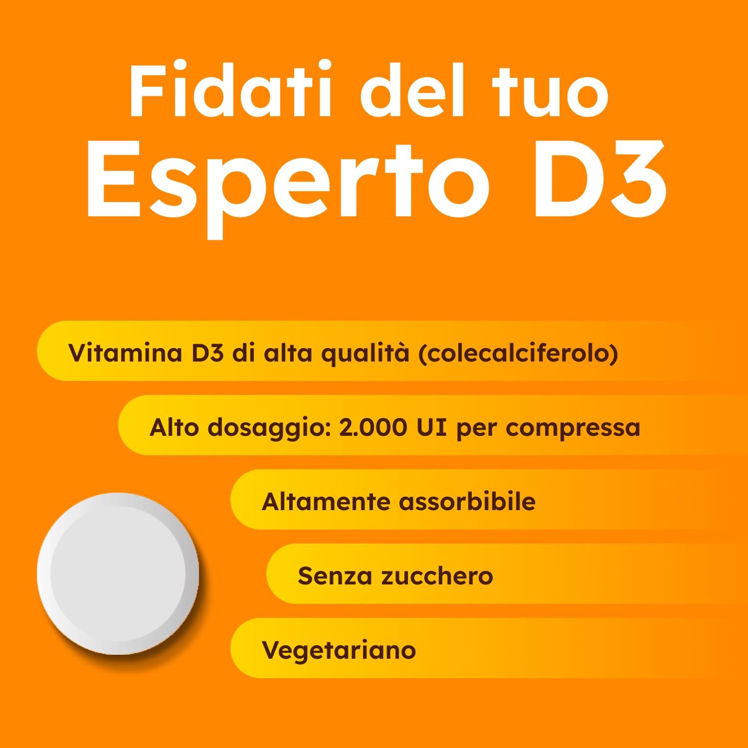Supradyn Expert Vitamina D3 2000 UI (50 μg) - 365 compresse per 1 anno - Integratore di vitamina D ad alto dosaggio - Supporto per ossa, muscoli, denti e sistema immunitario - Vegetariano