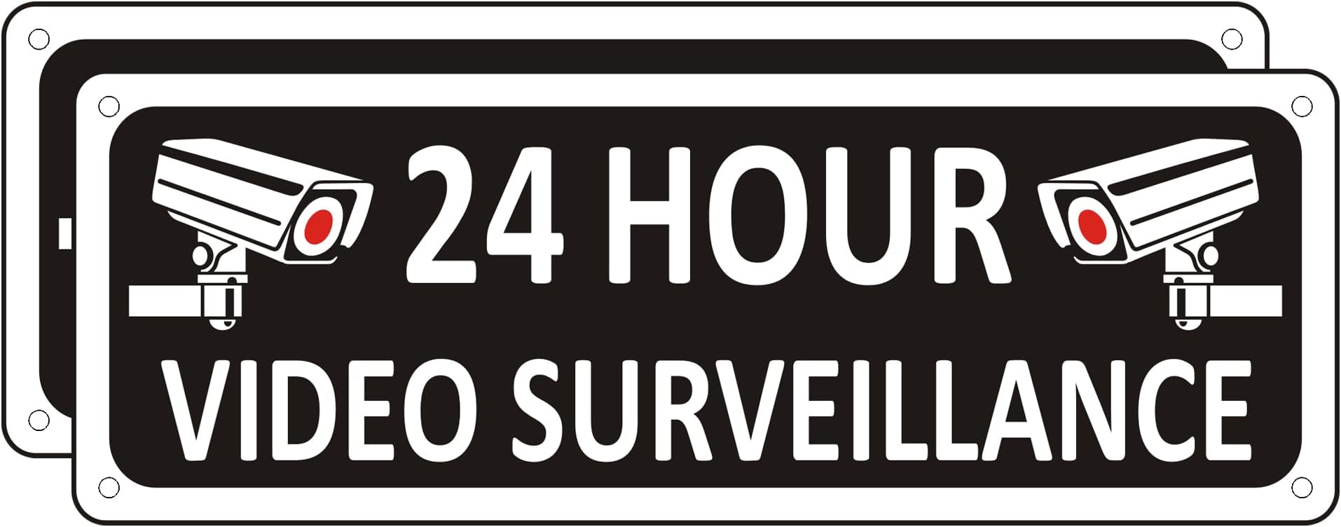 (2 Pack) Heavy-duty Video Surveillance Signs Outdoor, 10" x 3.5" Metal Security Camera Sign for Home, Aluminum Camera in Use Warning, Rust Free, Fade Resistant (Black)