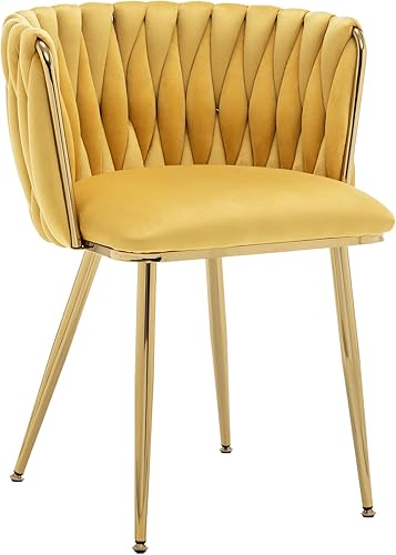 Miniatura 9 de Kiztir Juego de 2 sillas de comedor de terciopelo, sillas de comedor tapizadas con patas de metal dorado, sillas de comedor copetudas de lujo para