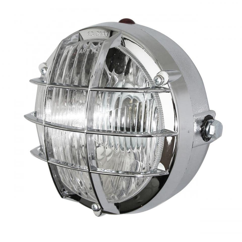 RSM Optique phare avant tout chromé avec grille + témoin compatible avec mobylette MBK 51 125mm