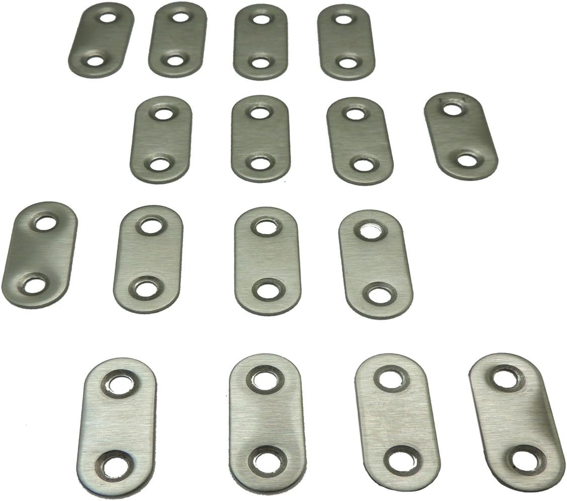 Flat Corner Brace Plate Connector 16PCS Stainless Steel Flat Fixing Mending Straight Corner Brace Bracket Connector
