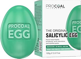 Salicylic Egg, Natural Salicylic Acid Soap 100g by Procoal - Salicylic Acid Face & Body Wash For Combination, Oily, Blemish Prone Complexion, Vegan Face Soap & Cruelty-free