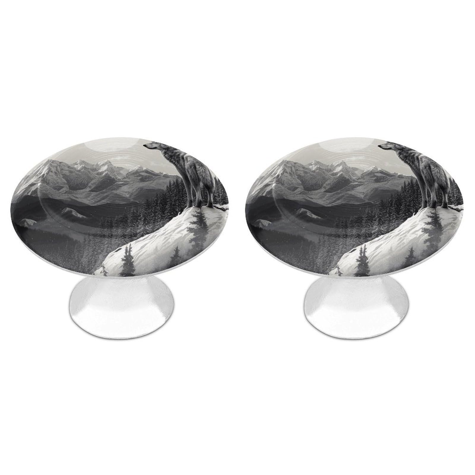 Btcowzrv Style Snow Mountain Lone Wolf 2 Pack Cabinet Knobs Drawer Pulls