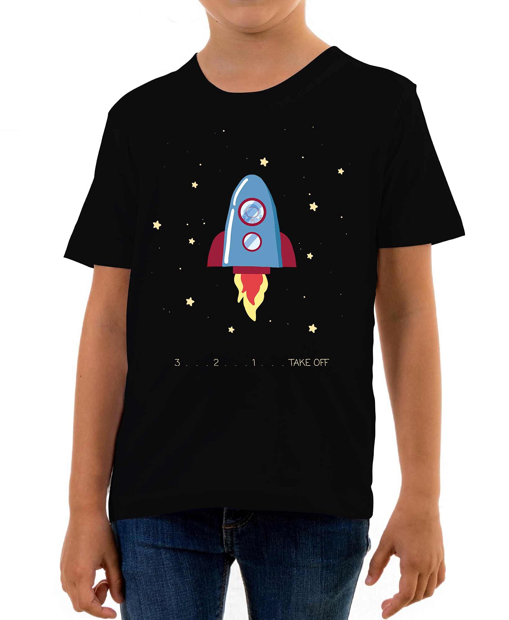 Reality Glitch Black Rocket Ship Take Off Kids T-Shirt