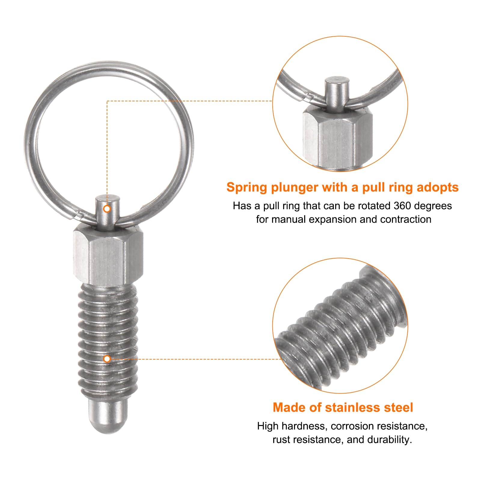 2 Punti A Molla Con Anello Di Trazione In Acciaio Inox - Perno Di Sicurezza M10 Per Applicazioni Industriali - Foto 3