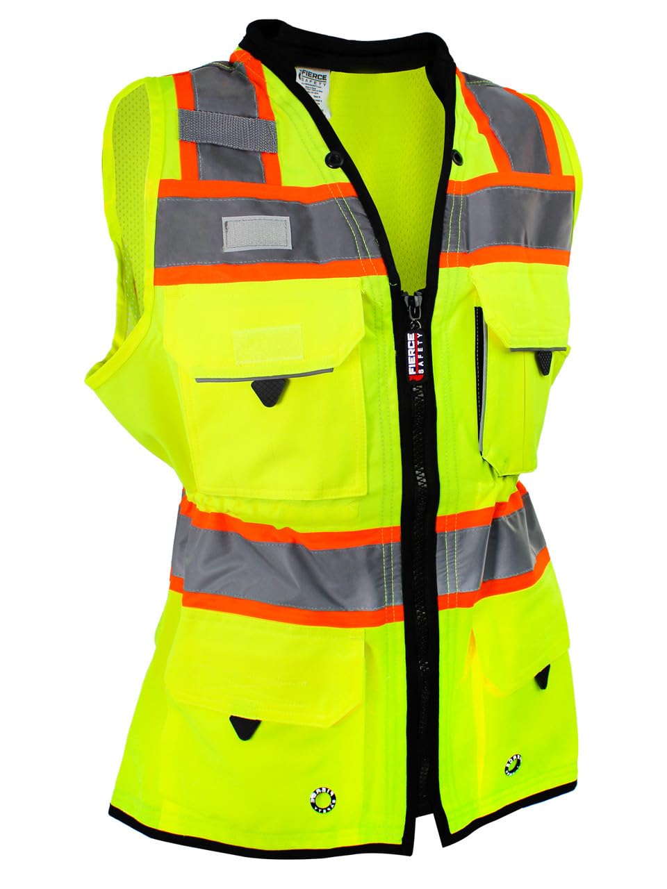 Fierce Safety Woman's Surveyors Class 2 Green Safety Vest with Tablet Pockets and Neck Padding (M)