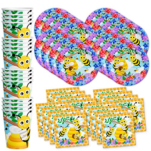 Bumble Bee Birthday Party Supplies Set Plates Napkins Cups Tableware Kit For 16 #TOP29