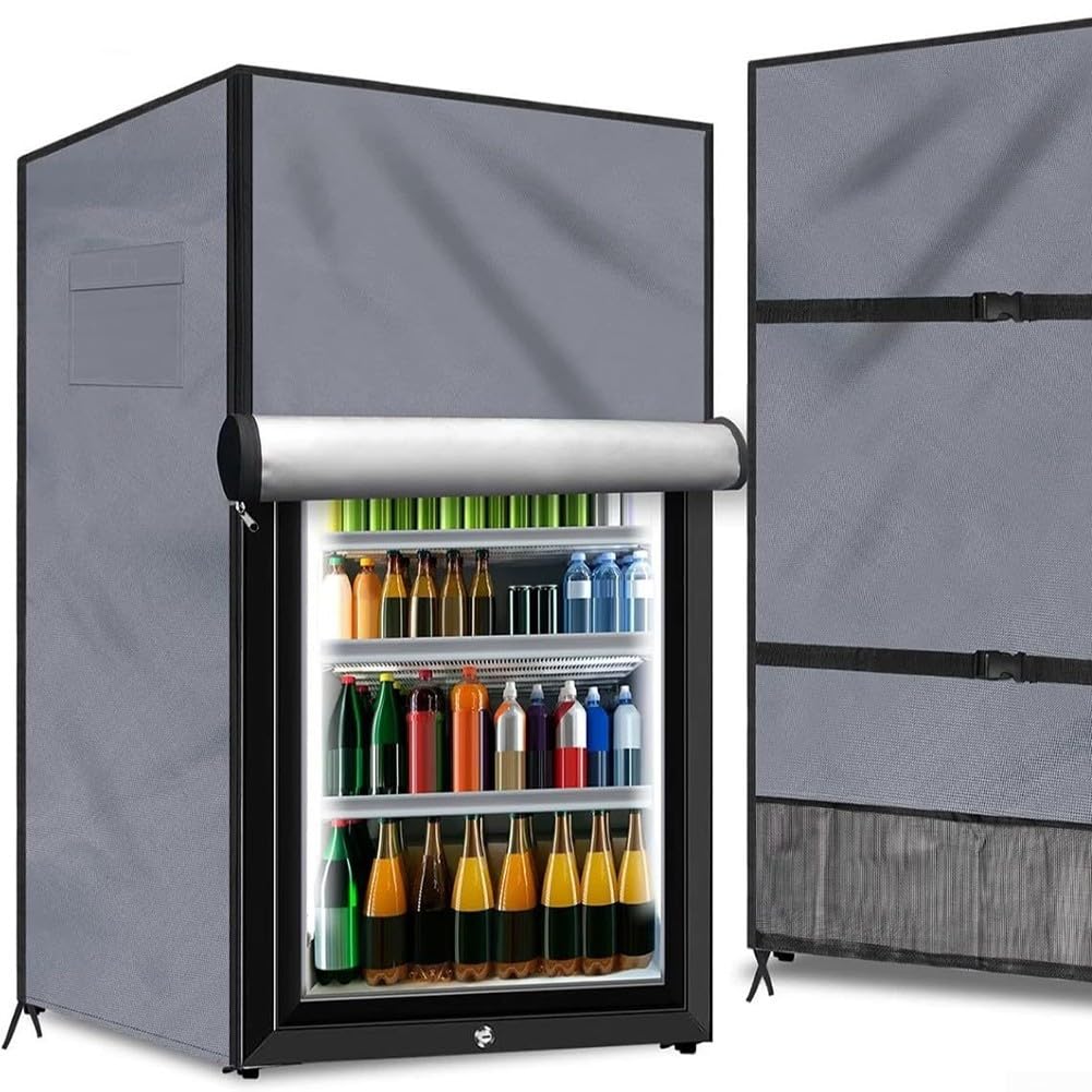 Funda de nevera exterior 210D resistente e impermeable para proteger congeladores verticales/refrigerador de bebidas (gris 56 x 58 x 86 cm)