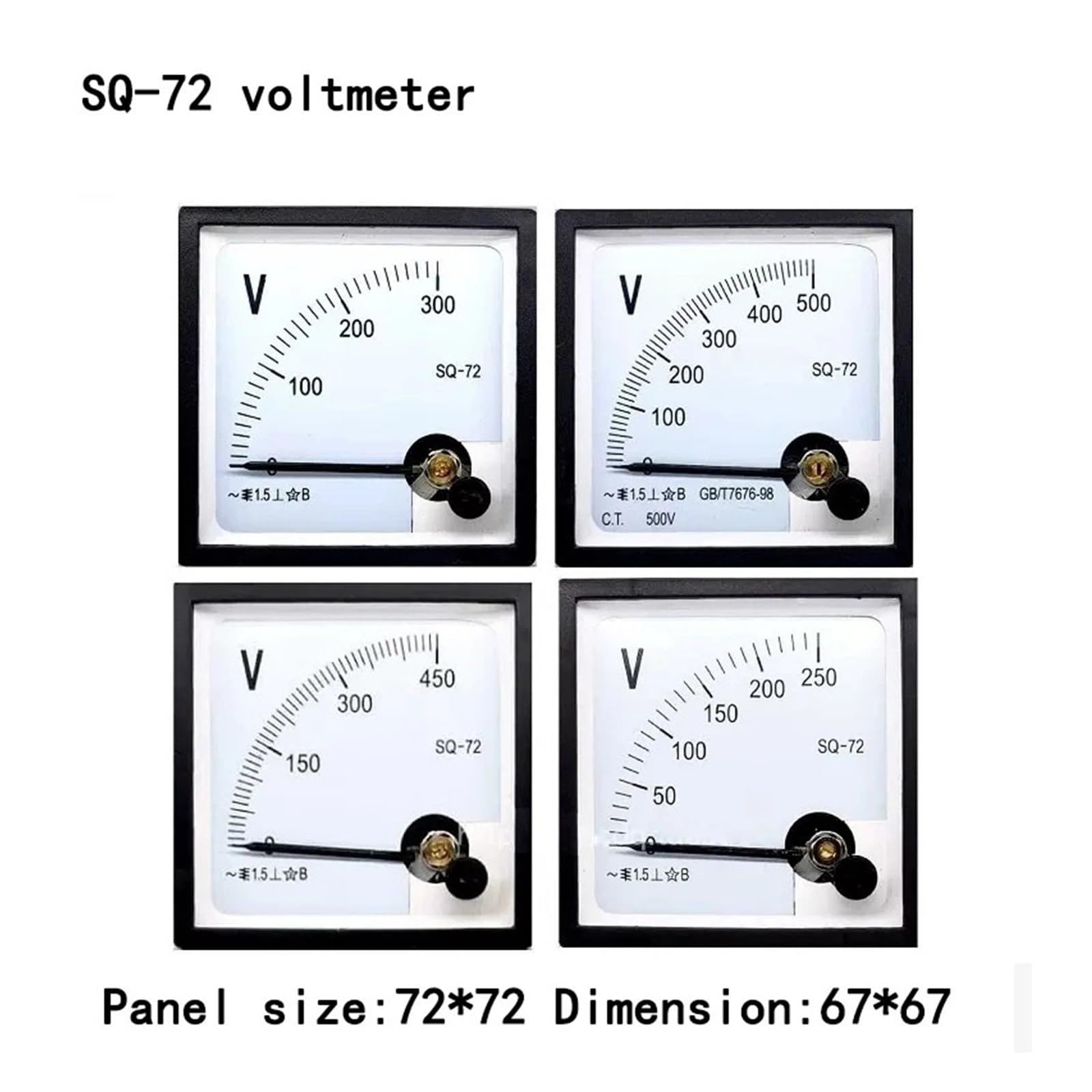 Woltomierz AC amperomierz 100/5 500/5 200/5 300/5 AC250 V 450 V 45-55 / 65 Hz 220 V 380 V częstotliwościomierz 72 x 72 mm (Ammer, 450 V)