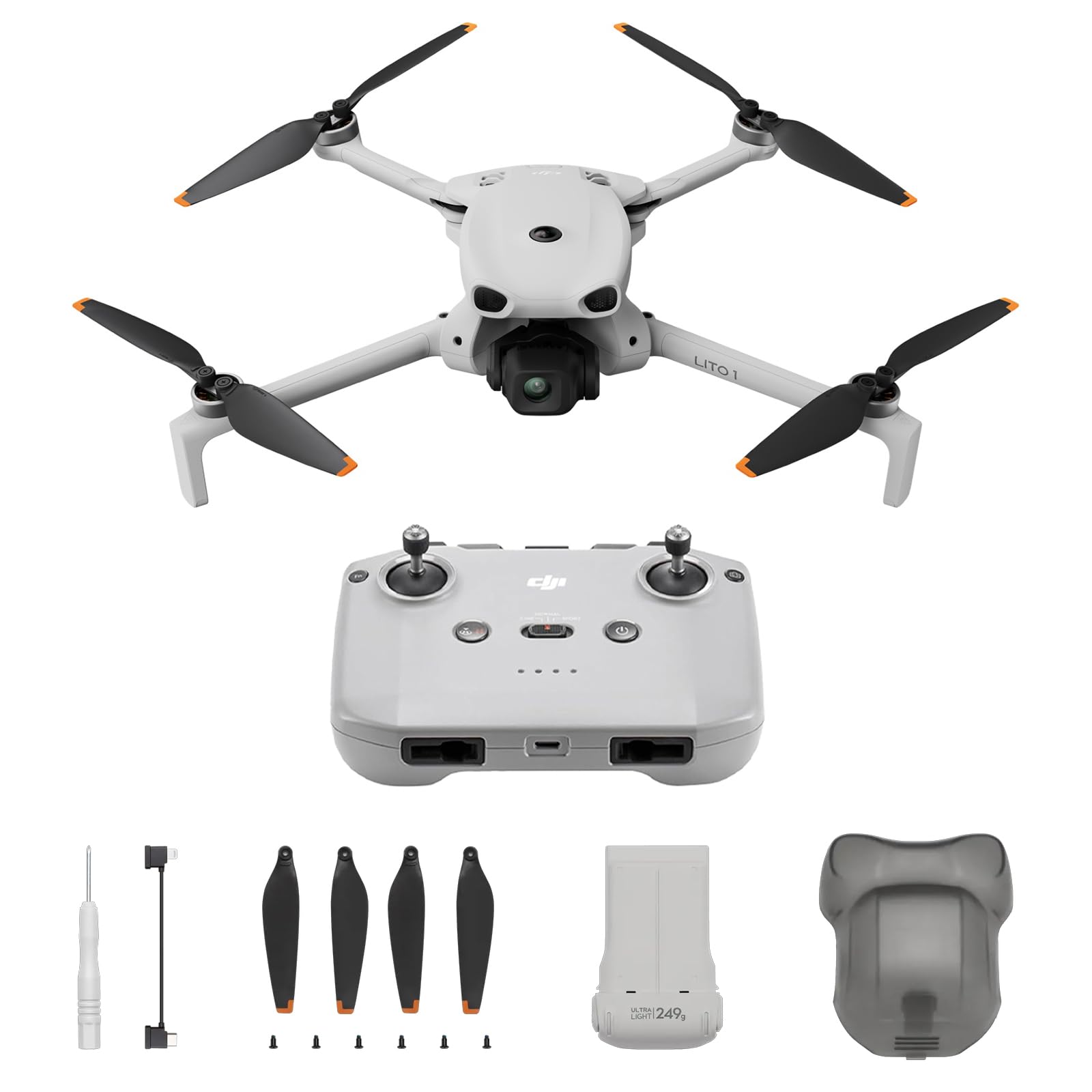 DJI Lito 1 Bundle, drone con fotocamera 4K, rilevamento ostacoli, ActiveTrack, video 4K e foto 8K, leggero e pieghevole, trasmissione video 15km, C0 (Lito 1)