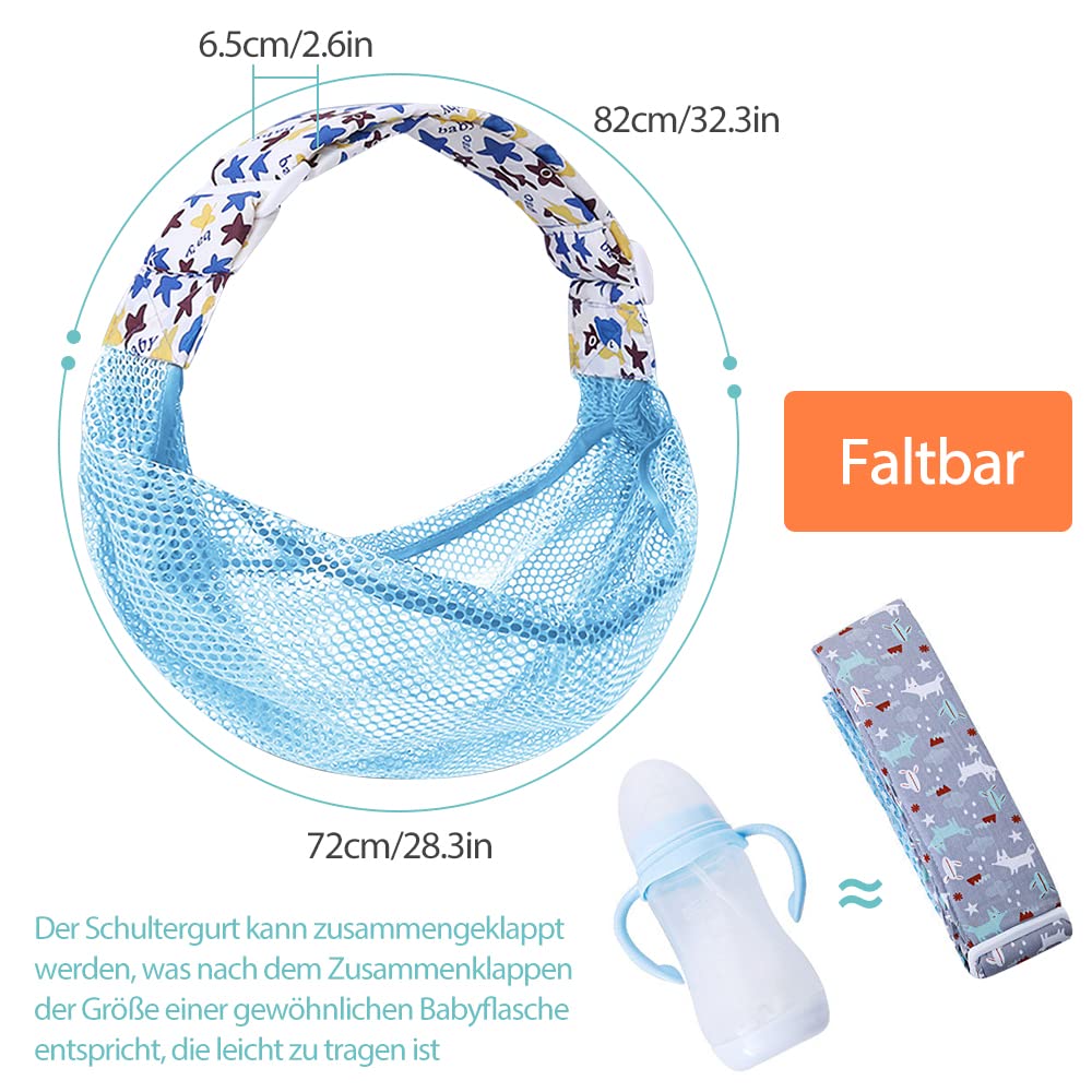 Fascia traspirante per il trasporto del bebè, regolabile, ad asciugatura rapida, tessuto a rete 3D, spallacci spessi, elastico per l'estate, la piscina, la spiaggia (blu)
