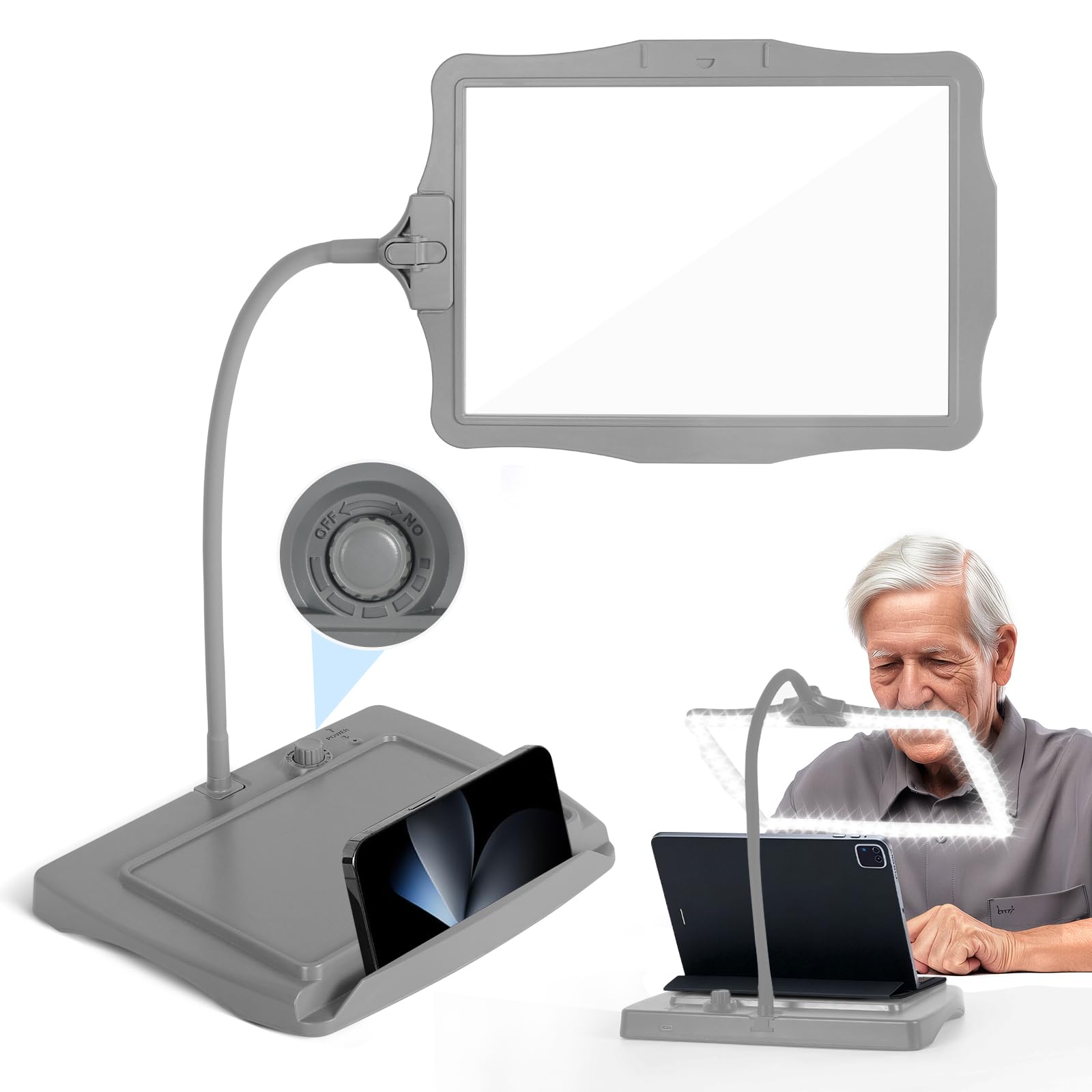 Photo 1 of [MISSING PARTS] Cojoycs Magnifying Glass with Stand, 9x6" Viewing Area, LED Lights, Gray