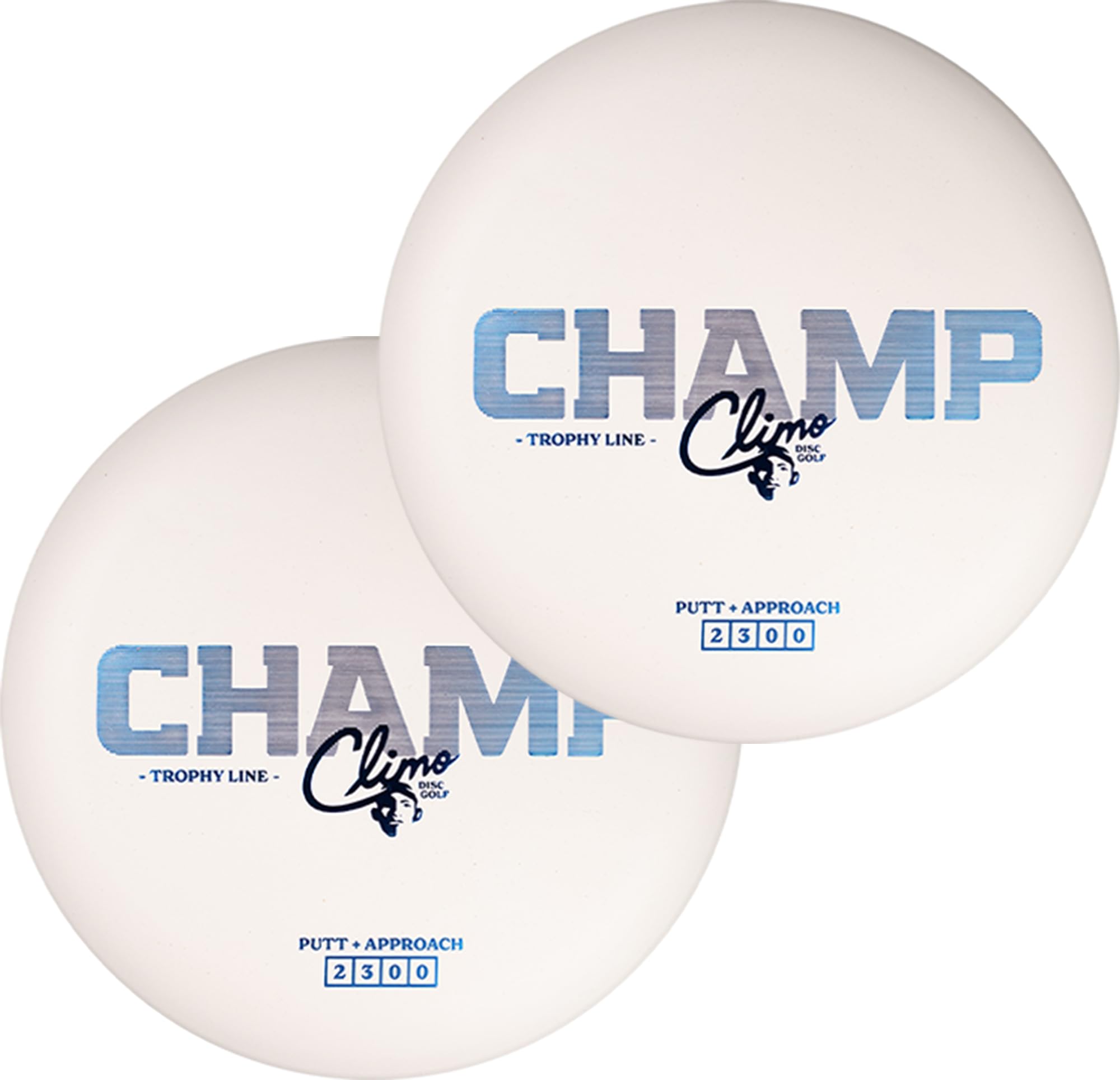 Climo Disc Golf Champ Putter 2-Pack - Trophy Line Plastic - 173+ Grams - White – Matching Putters – Ken Climo 12X World Champion