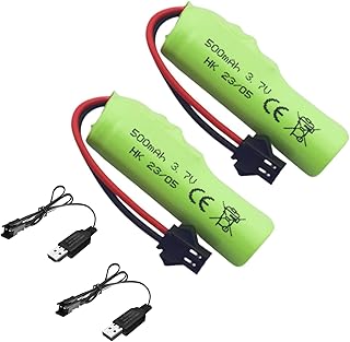 Fytoo 2PCS 3.7V 500mAh Li ion Battery SM-2P Plug with USB Charger Suitable for Double-Sided Remote Control Stunt Truck RC ...