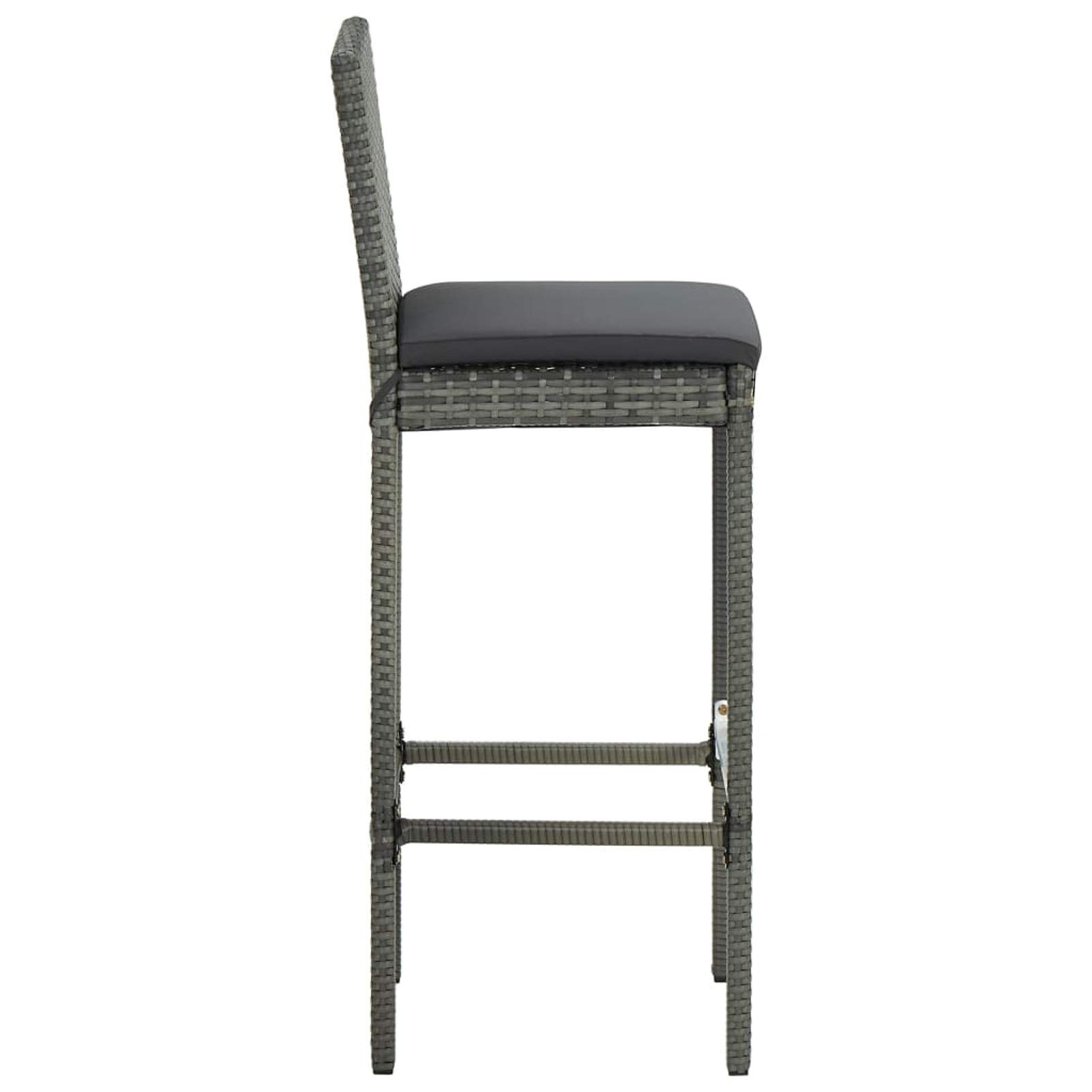 Homgoday Taburetes de bar con cojines, 2 unidades, gris de poliratán, silla de oficina, silla de oficina, silla de escritorio para salón o dormitorio