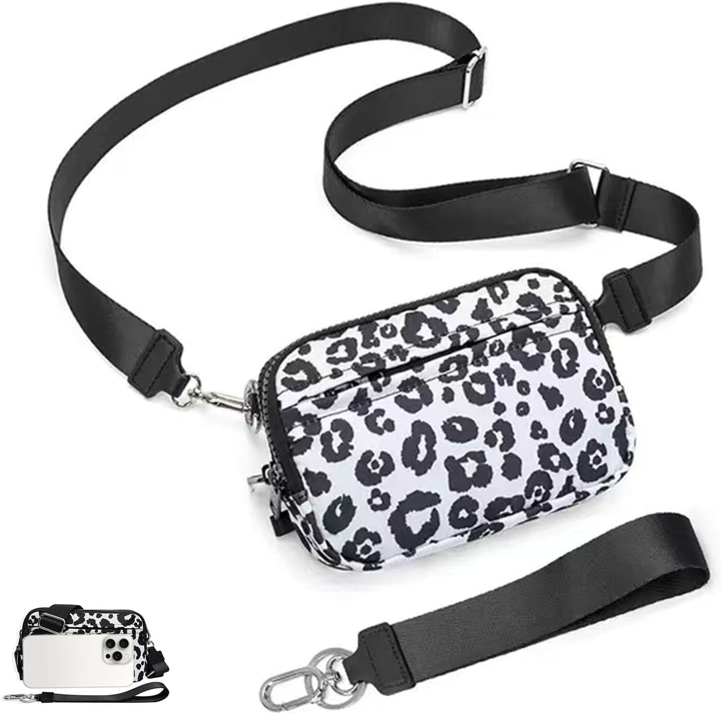 Wristlet wallets for women Nylon Quilted Wallet with Zippers,Zip Card Case with ID Window,Holder Cell Phone Organizer