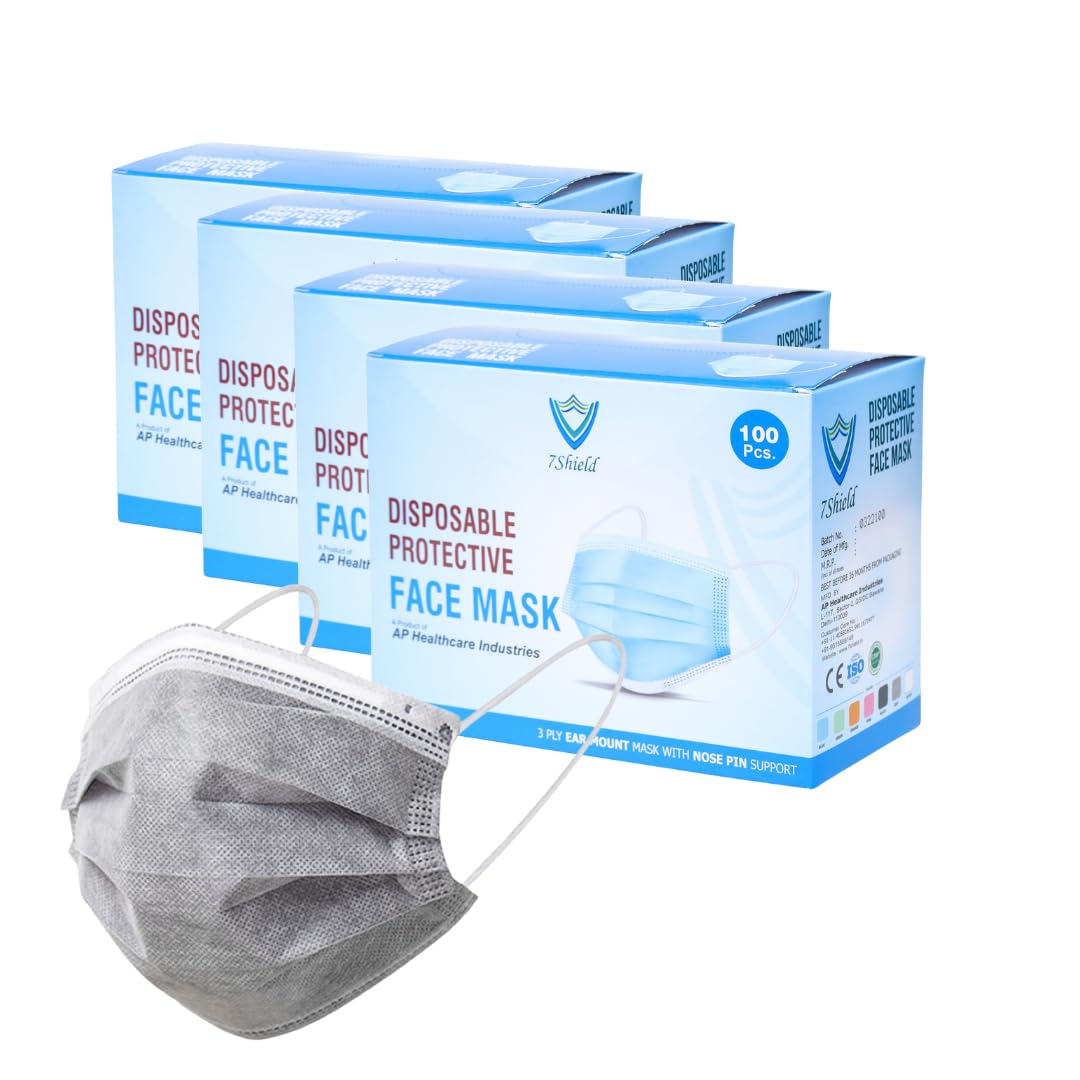 Face Mask | Disposable Safety Masks for Women & Men | ISO CE GMP SITRA Certified Soft Fabric Spandex Earloop strings, Comfortable & Blue Face Mask Box Pack of 400 Pcs Color- Grey-image-40