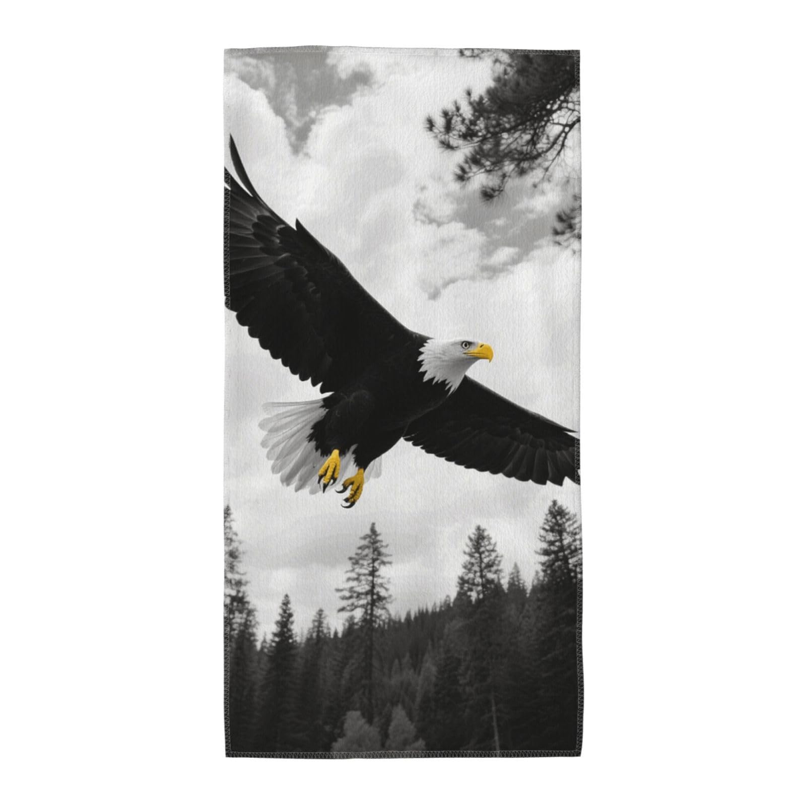 FekiLoot Absorbent Hand Towels 13.8"X27.5" Decorative Bathroom Towel Soft Microfiber Face Towel Balck Eagle Forest Dish Kitchen Towels for Bathroom Kitchen Hotel Spa Bath Towels