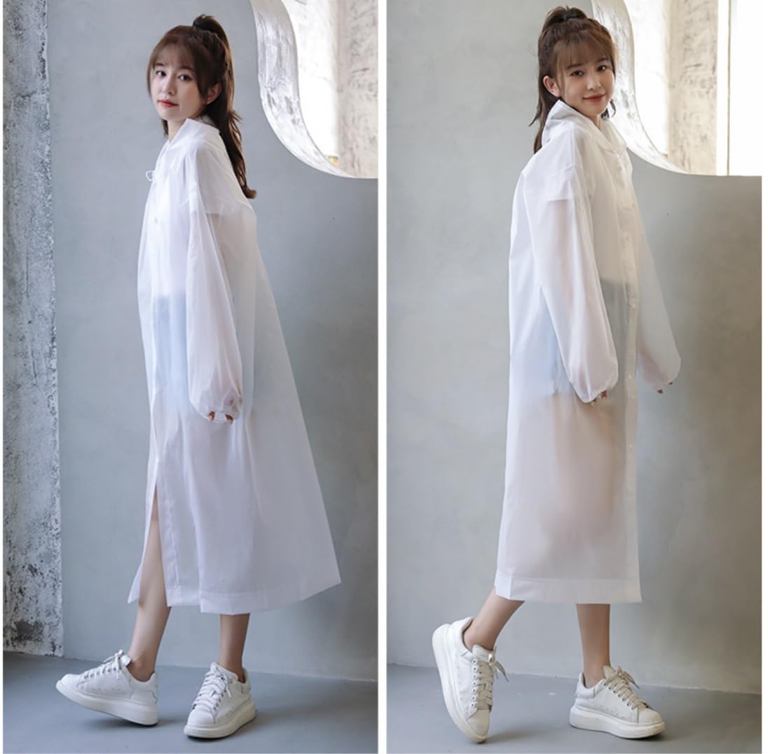 Poncho Pioggia Poncho Impermeabile Impermeabile Da Donna Impermeabile Per Turismo, Escursionismo All'aperto, Giacca A Vento Lunga Da Pioggia Cappotto di Pioggia Poncho Antipioggia ( Color : White , Si