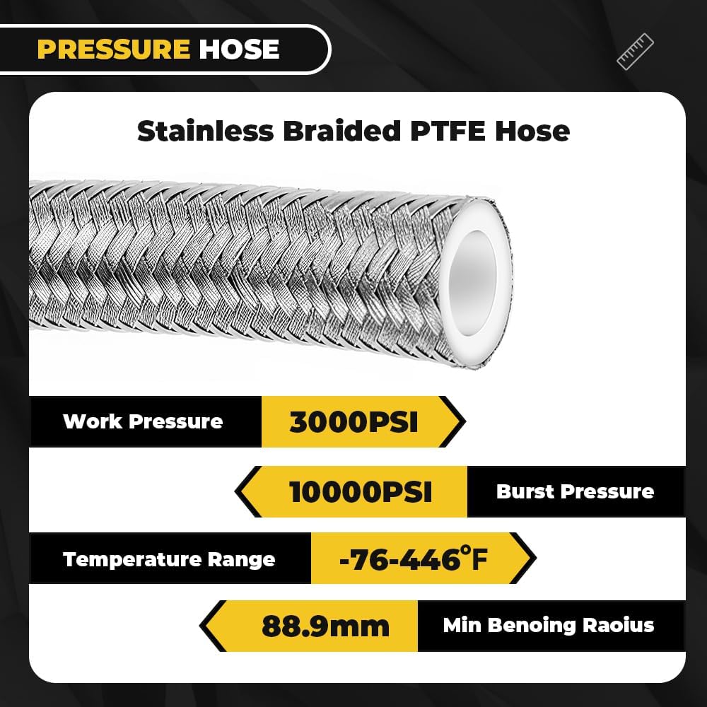 muge racing 6AN Power Steering Pump Hose Kit 25Inch Compatible with Chevy C10 LS Engine, High/Low Pressure with Leak-Proof Design Connects to GM Type II Power Steering Pump