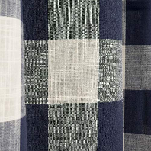 Image of Sweet Home Collection Window Curtains Treatment Panel 63 inch or 84 inch Long in Stylish and Unique Patterns and Designs for All Home Decor, Courtyard Navy