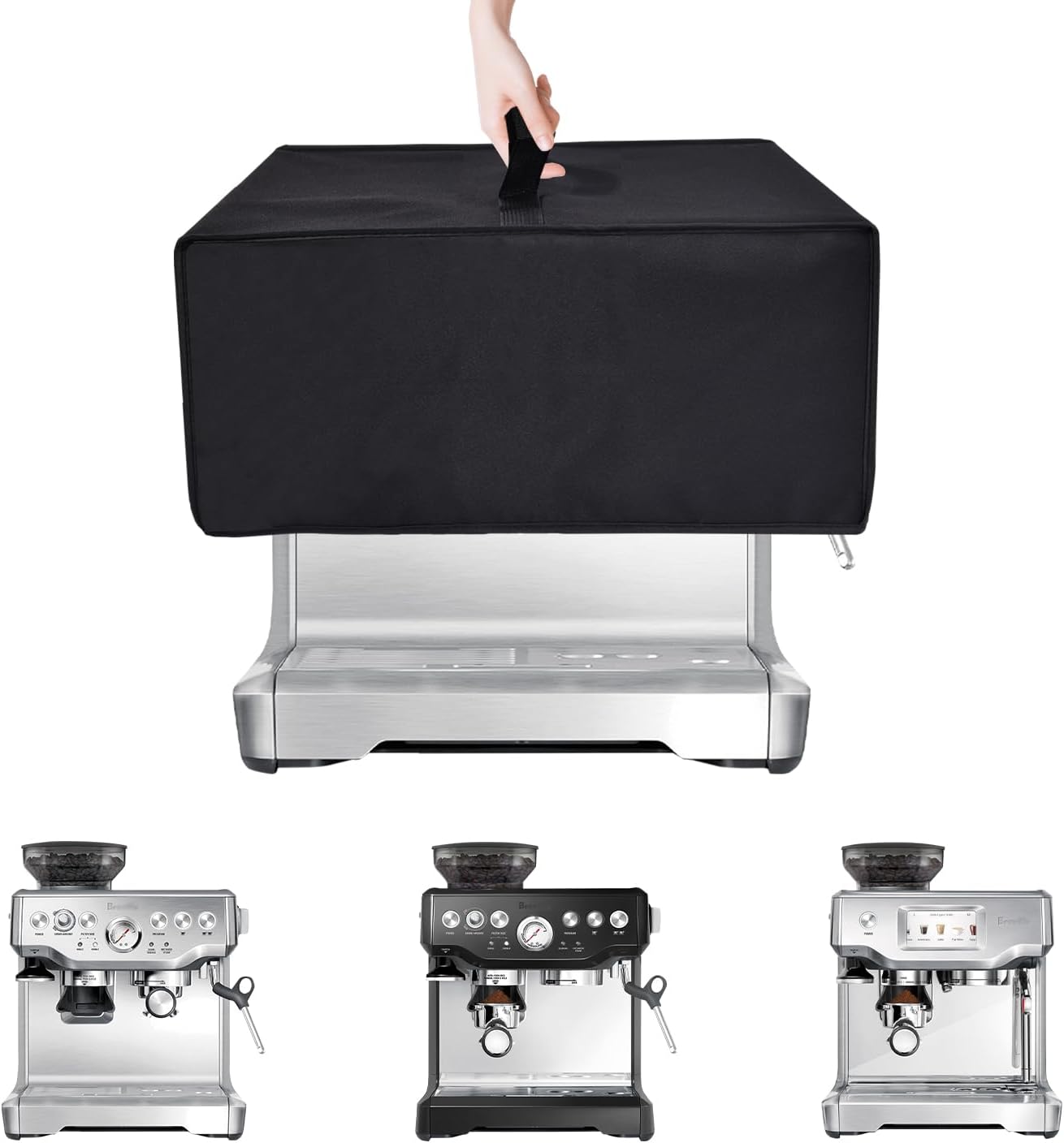 Coffee Maker Cover for Breville BES870XL, BES870BSXL, and Barista Touch BES880BSS Espresso Machines, Black, Dustproof and Waterproof