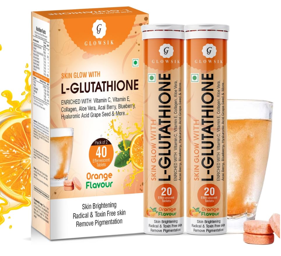 glowsik glutathione 1000 mg capsules Price History of Glowsik Glutathione with Vitamin C, 40 Effervescent Tablets for Skin Health, 600mg Glutathione Reduced, Antioxidants Supplements for Glowing Skin Heal from Amazon 63_84217673