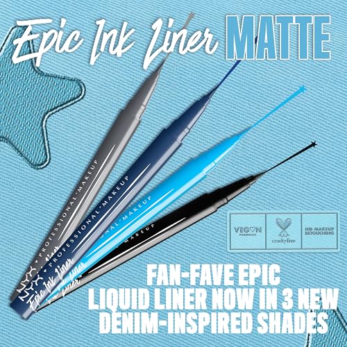 Image of NYX PROFESSIONAL MAKEUP Epic Ink Liner, Waterproof Matte Liquid Eyeliner with Vegan Formula - Mid Night Rise (Deep Navy)