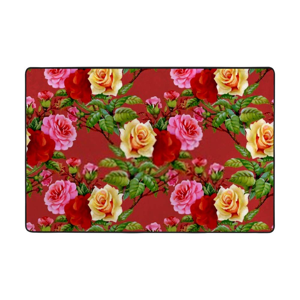 Tapis de salon rétro aux roses aquarelles pour créer un coin lecture cosy et chaleureux