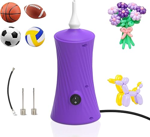 AXHJ Bomba de aire eléctrica para globos largos y pelota deportiva, bomba de globo de aire eléctrica 2 en 1, inflador de globos para globos de
