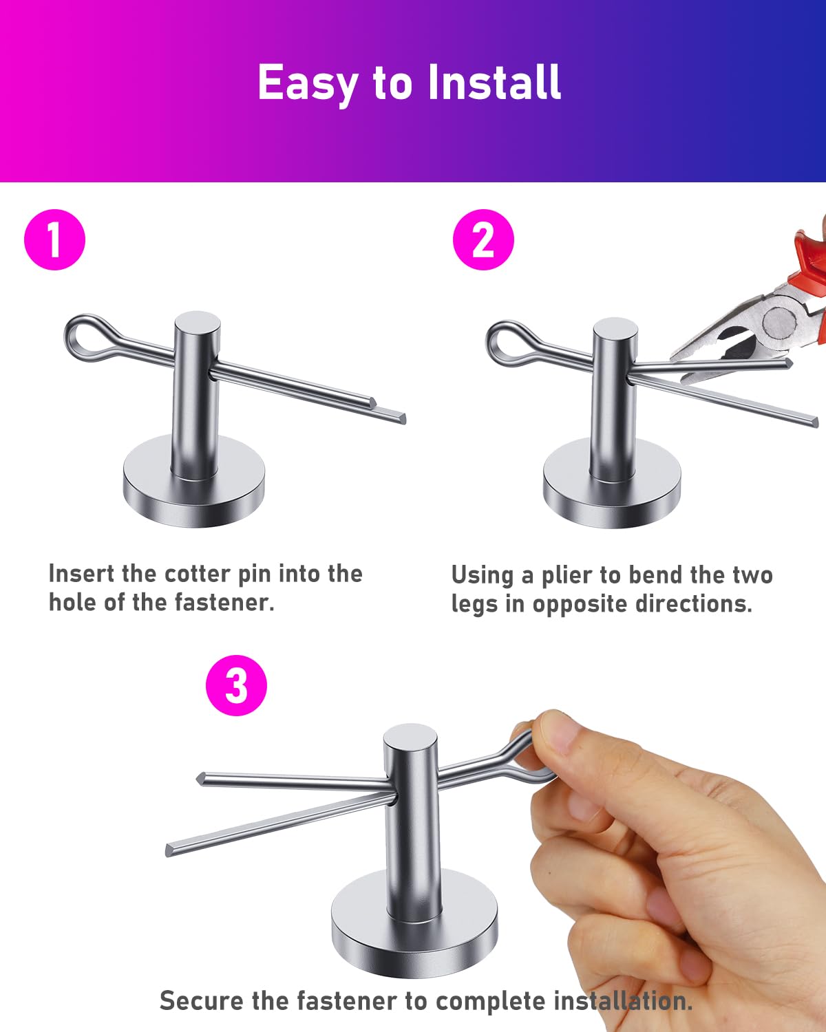 Set di 330 splinte in acciaio inox, 7 misure, M1/M1.5/M2/M2.5/M3/M4/M5, 304 in acciaio inox per auto, meccanica, riparazione navale