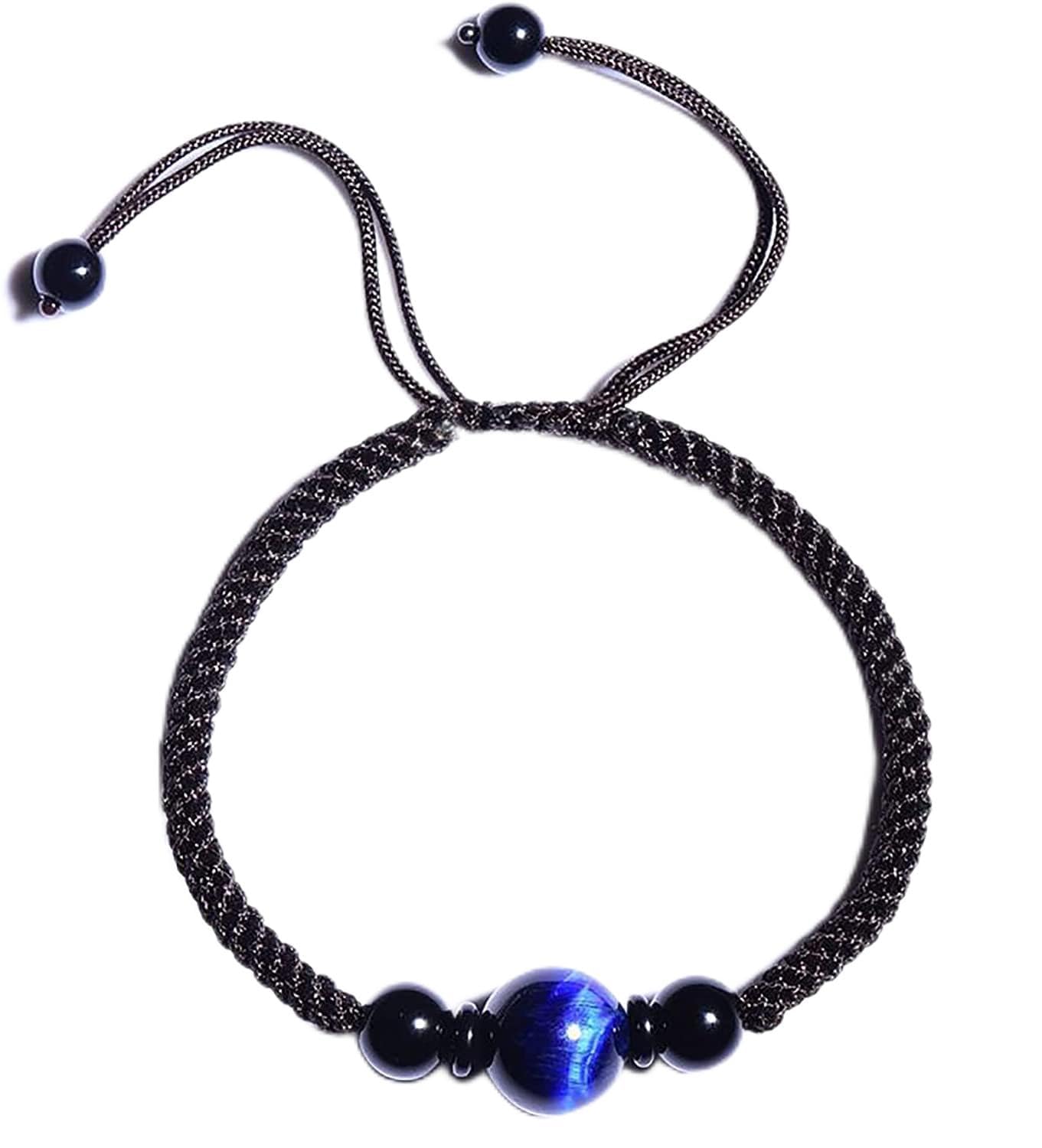 NZpost Pulsera de la Riqueza, Pulsera de Ojo de Tigre Azul, Pulsera Ajustable de Cristal, Pulsera de Mal de Ojo, Amuleto de protección, Pulsera de Hilo Rojo, Cristal cinabrio (Rojo)