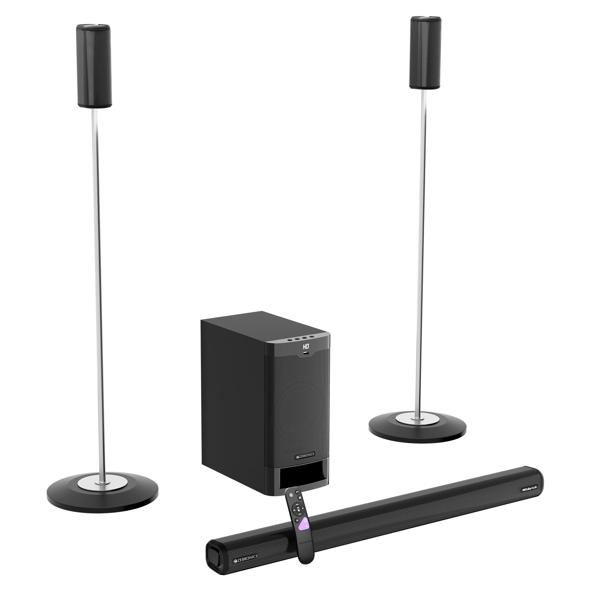 Zebronics Juke BAR 9535 525W Soundbar, Dolby Audio, 5.1 CH Surround Sound, Floor-Stand Satellites, 16.51cm Subwoofer, 3 Driver Soundbar, HDMI ARC, Optical, BT v5.0, LED Display-image-16