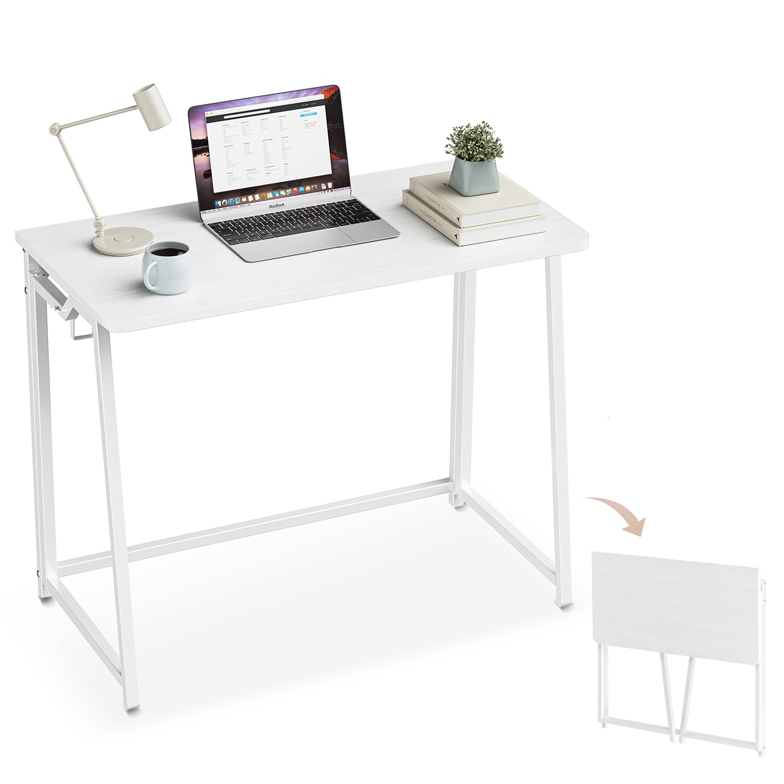 Photo 1 of **MISSING PARTS**
POLWKZU Folding Desk Small Foldable Desk for Small Space, 31.5 Inches Writing Computer Desks in Study, Home Office Foldable Office Desks for Bedroom, White