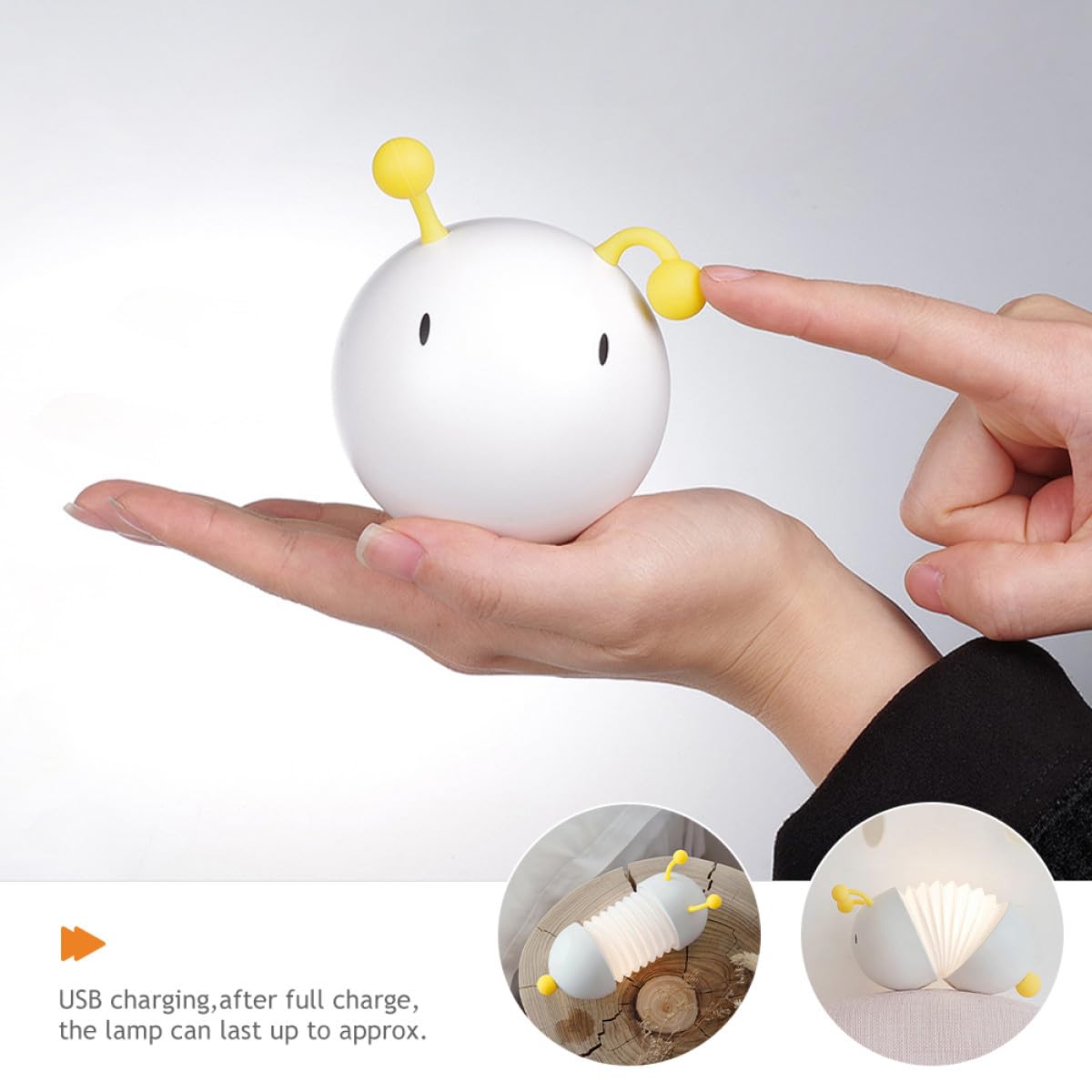 Amosfun Luz Nocturna de Animales para Dormitorio Infantil, Lámpara Pequeña LED Puerto USB para Escritorio y Habitación de