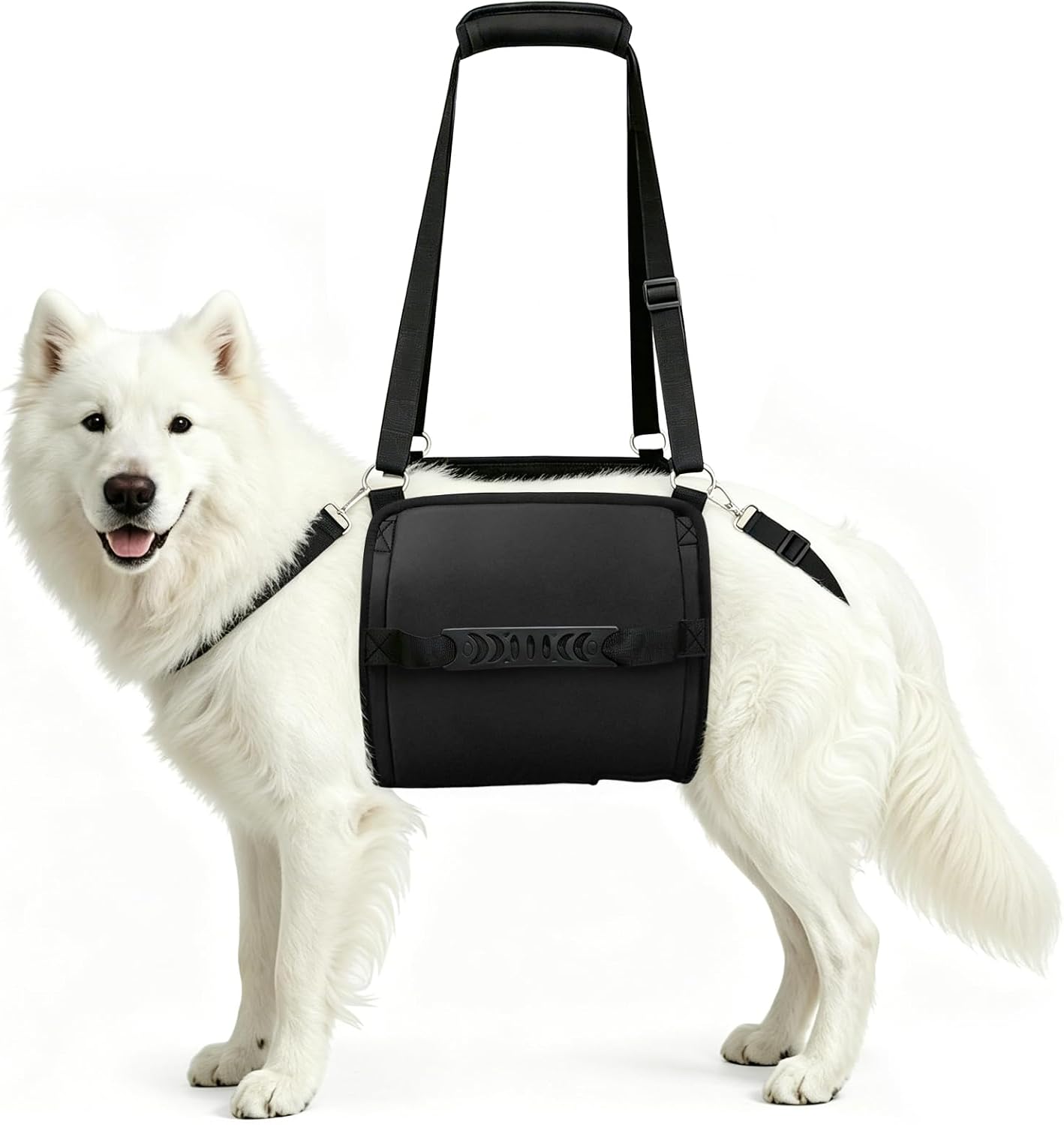 Idepet Rehab Dog Lift Harness，Adjustable Dog Sling Carrier with Handle for Up Stair，After ACL Surgery，Back Legs Support，Injuries and Arthritis (Black, Large)