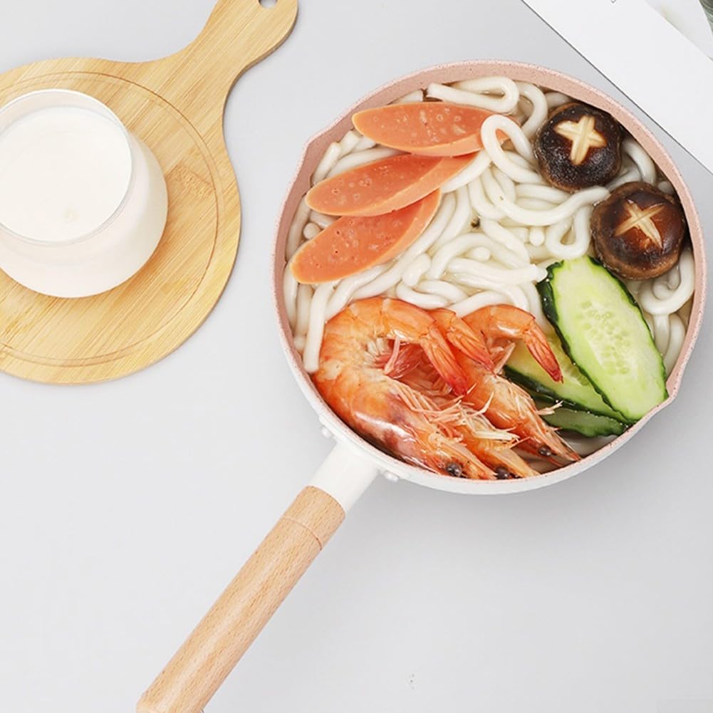 Maifan Stein-Milchtopf, antihaftbeschichtet, Yukihira-Pfanne, kleiner Kochtopf für Nudeln, Babynahrung, Suppe, Haushaltsküche, Kochgeschirr (weiß, 18 cm)
