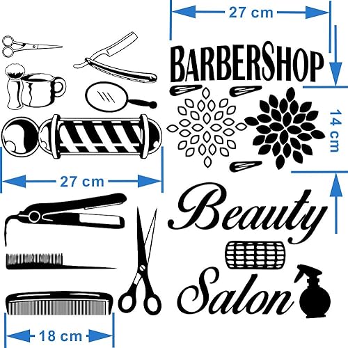 Miniatura 3 de Peluquería salón de belleza barbería calcomanía de pared arte vinilo afeitadora pin set de calcomanías decorativas herramientas de peluquería